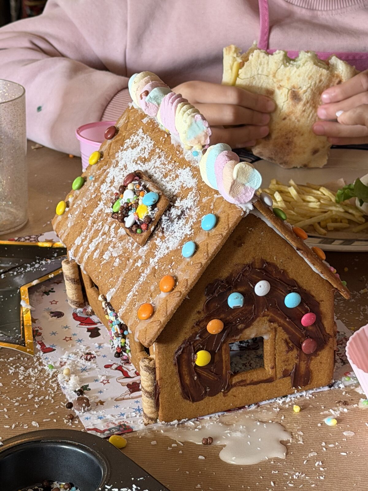 Gingerbread house decorating